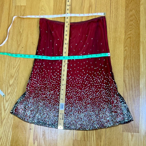 Ruth Sequined Skirt Orange Red Mesh Overlay Y2K (M) - Picture 8 of 8
